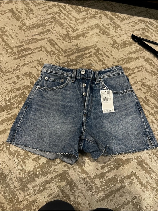 Mango Pants - MANGO High-Waist Blue Denim Button-Fly Women's Shorts